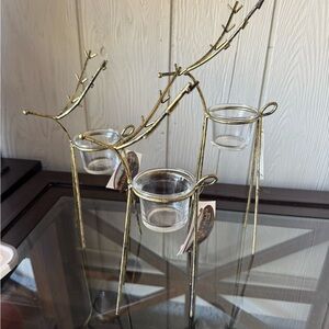 MacKenzie-Childs Gold Branch Candle Holder Trio